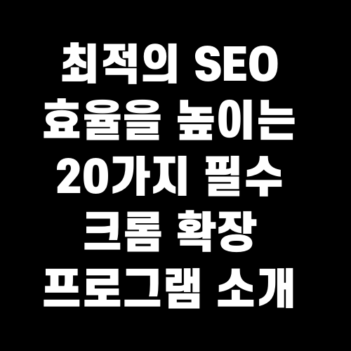 최적의 SEO 효율을 높이는 20가지 필수 크롬 확장 프로그램 소개