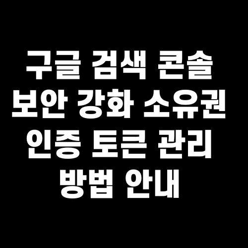 구글 검색 콘솔 보안 강화 소유권 인증 토큰 관리 방법 안내