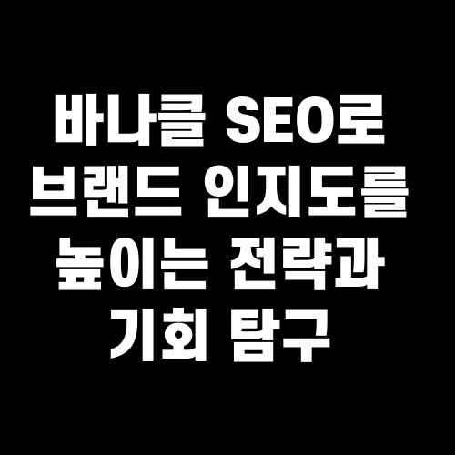 바나클 SEO로 브랜드 인지도를 높이는 전략과 기회 탐구